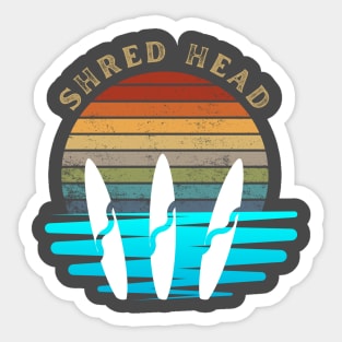 Retro Sunset With Surfer On The Waves Sticker